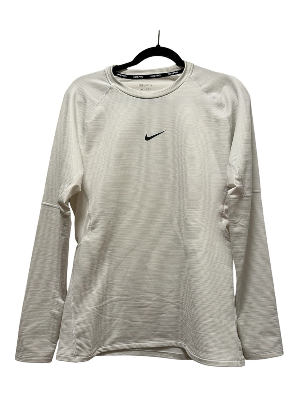 Nike White Long Sleeve Dri-FIT Crew with Black Swoosh